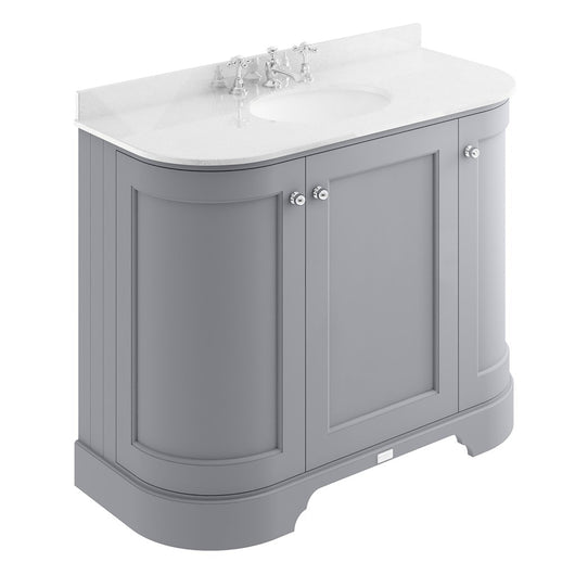  Bayswater 1000mm 3-Door Floor Standing Curved Basin Cabinet - Plummett Grey - welovecouk