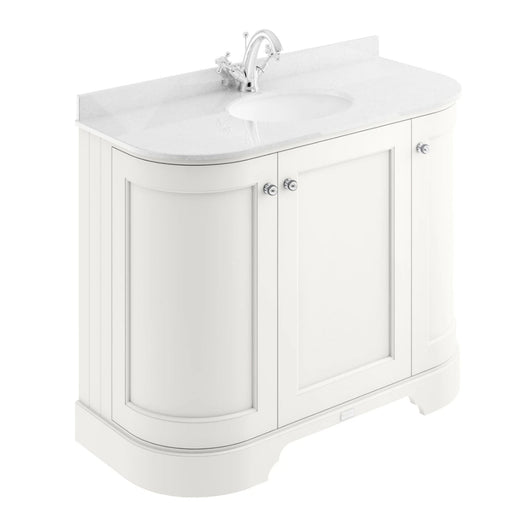  Bayswater 1000mm 3-Door Floor Standing Curved Basin Cabinet - Pointing White - welovecouk