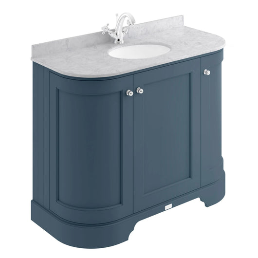  Bayswater 1000mm 3-Door Floor Standing Curved Basin Cabinet - Stiffkey Blue - welovecouk