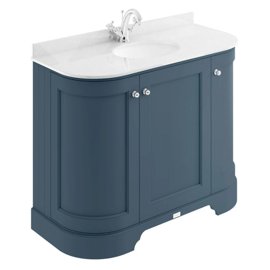  Bayswater 1000mm 3-Door Floor Standing Curved Basin Cabinet - Stiffkey Blue - welovecouk