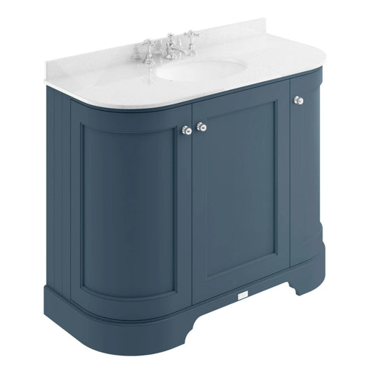  Bayswater 1000mm 3-Door Floor Standing Curved Basin Cabinet - Stiffkey Blue - welovecouk