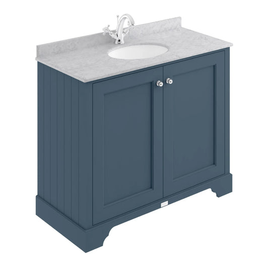  Bayswater 1000mm 2-Door Floor Standing Basin Cabinet - Stiffkey Blue - welovecouk
