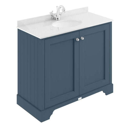  Bayswater 1000mm 2-Door Floor Standing Basin Cabinet - Stiffkey Blue - welovecouk
