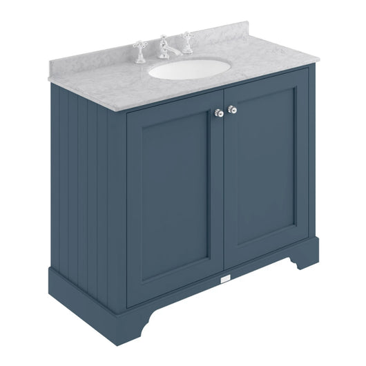  Bayswater 1000mm 2-Door Floor Standing Basin Cabinet - Stiffkey Blue - welovecouk