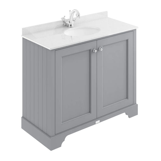  Bayswater 1000mm 2-Door Floor Standing Basin Cabinet - Plummett Grey - welovecouk