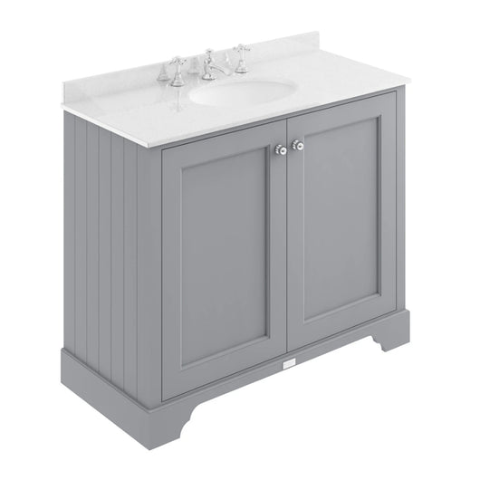  Bayswater 1000mm 2-Door Floor Standing Basin Cabinet - Plummett Grey - welovecouk