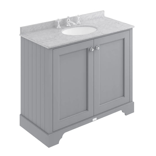  Bayswater 1000mm 2-Door Floor Standing Basin Cabinet - Plummett Grey - welovecouk