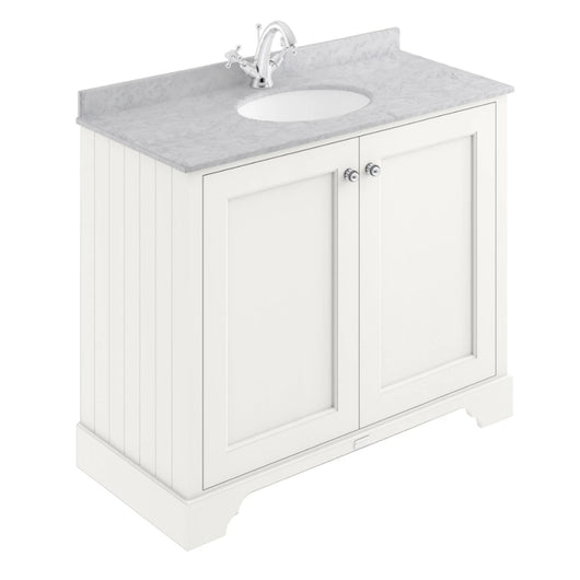  Bayswater 1000mm 2-Door Floor Standing Basin Cabinet - Pointing White - welovecouk