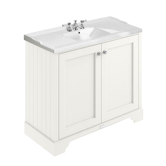  Bayswater 1000 Pointing White Vanity Unit with Ceramic Basin - welovecouk