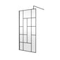 1400 x 900mm Stone Walk-In Shower Tray & 8mm Screen Pack - Black Abstract Profile