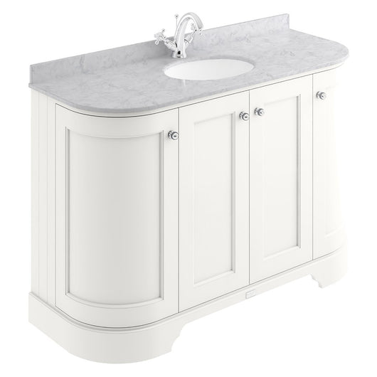  Bayswater 1200mm 4-Door Floor Standing Curved Basin Cabinet - Pointing White - welovecouk