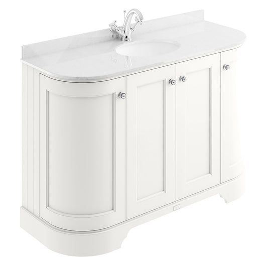  Bayswater 1200mm 4-Door Floor Standing Curved Basin Cabinet - Pointing White - welovecouk