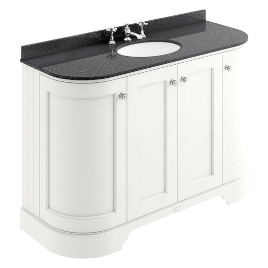  Bayswater 1200mm 4-Door Floor Standing Curved Basin Cabinet - Pointing White - welovecouk
