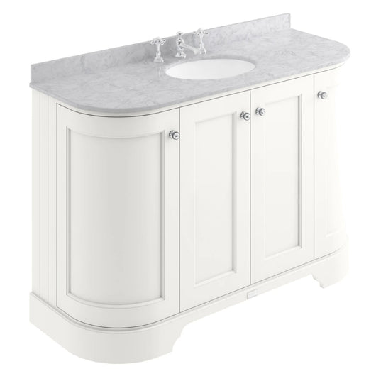  Bayswater 1200mm 4-Door Floor Standing Curved Basin Cabinet - Pointing White - welovecouk