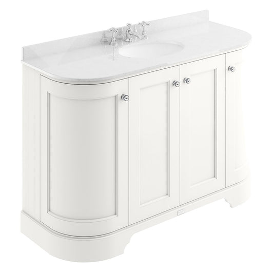  Bayswater 1200mm 4-Door Floor Standing Curved Basin Cabinet - Pointing White - welovecouk