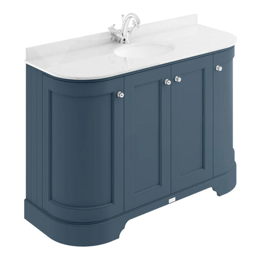  Bayswater 1200mm 4-Door Floor Standing Curved Basin Cabinet - Stiffkey Blue - welovecouk