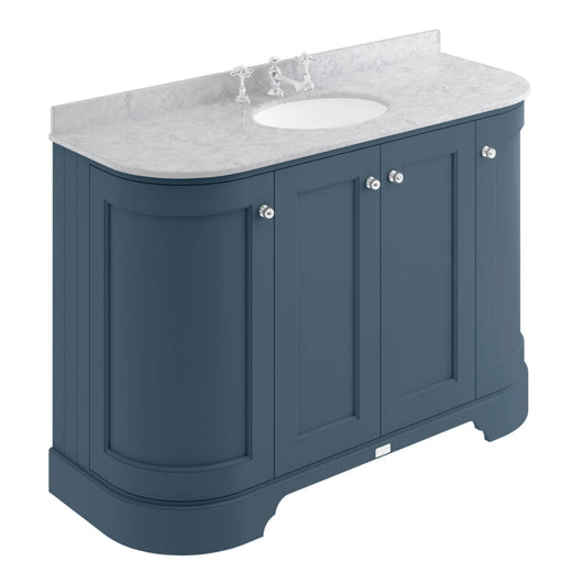  Bayswater 1200mm 4-Door Floor Standing Curved Basin Cabinet - Stiffkey Blue - welovecouk