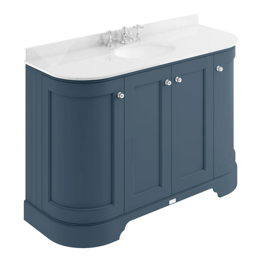  Bayswater 1200mm 4-Door Floor Standing Curved Basin Cabinet - Stiffkey Blue - welovecouk