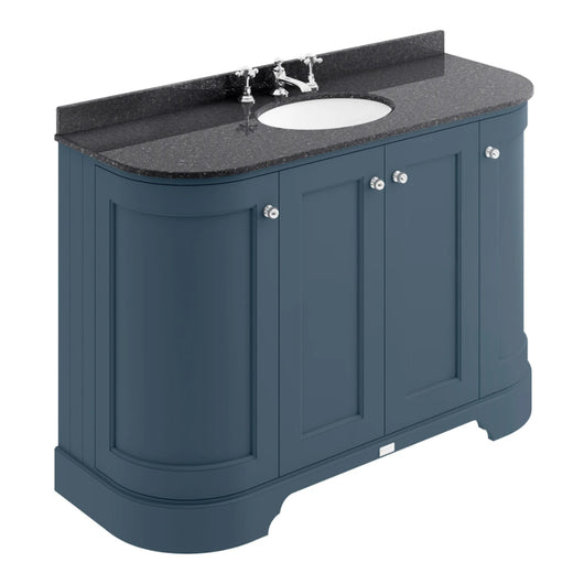  Bayswater 1200mm 4-Door Floor Standing Curved Basin Cabinet - Stiffkey Blue - welovecouk