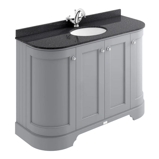  Bayswater 1200mm 4-Door Floor Standing Curved Basin Cabinet - Plummett Grey