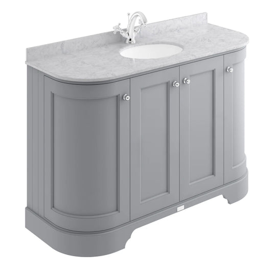  Bayswater 1200mm 4-Door Floor Standing Curved Basin Cabinet - Plummett Grey - welovecouk