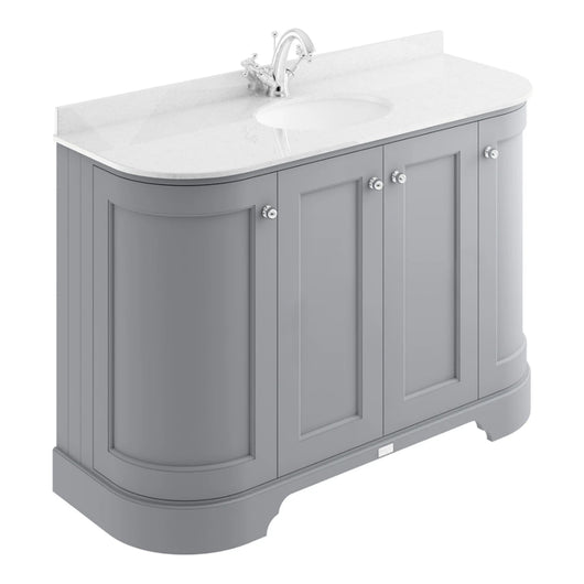  Bayswater 1200mm 4-Door Floor Standing Curved Basin Cabinet - Plummett Grey - welovecouk