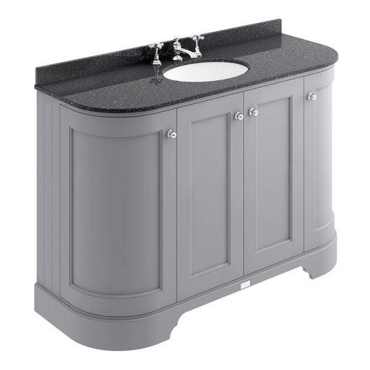  Bayswater 1200mm 4-Door Floor Standing Curved Basin Cabinet - Plummett Grey - welovecouk