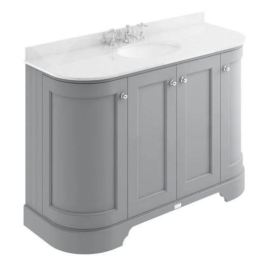  Bayswater 1200mm 4-Door Floor Standing Curved Basin Cabinet - Plummett Grey - welovecouk