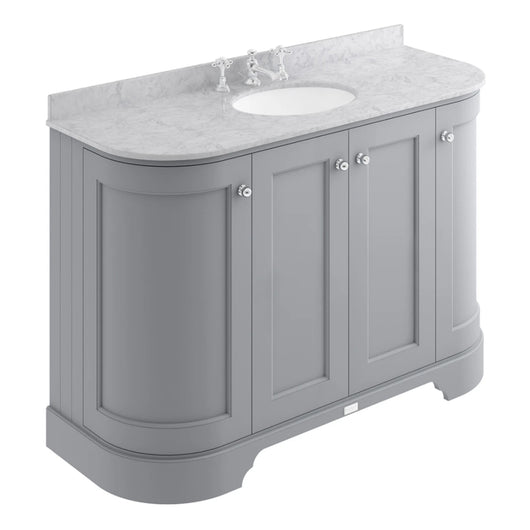  Bayswater 1200mm 4-Door Floor Standing Curved Basin Cabinet - Plummett Grey - welovecouk