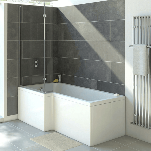  Sola L-Shaped 1500 x 850/700 Shower Bath with Bath Screen