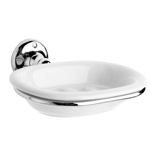  Nuie Traditional Ceramic Soap Dish with Chrome Ring Holder