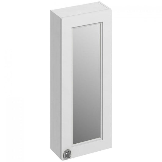  Burlington 300 x 750mm Wall Mounted Single Door Mirrored Cabinet - Matt White