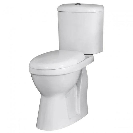  Nuie Comfort Height Close Coupled Toilet WC Dual Flush Push Button Cistern & Standard Seat