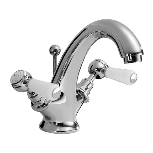  Bayswater Traditional White Mono Basin Mixer Tap with Waste - welovecouk