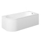 J Shaped 1700 x 750 Right Hand Single Ended Bath, Panel & 6mm Square Bath Screen