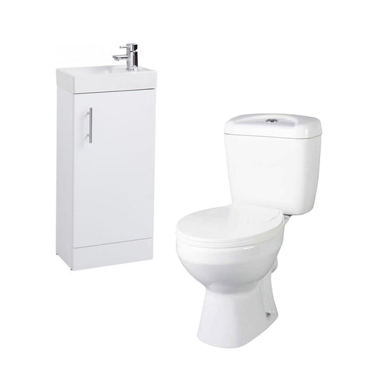 Alpha Close Coupled Toilet with Arosa Floorstanding Cloakroom Unit