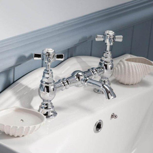  Nuie Beaumont Luxury 2-Hole Basin Mixer Tap Deck Mounted - welovecouk