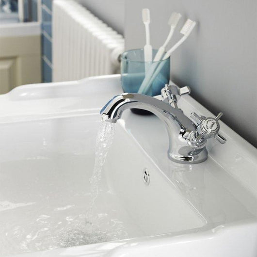  Nuie Beaumont Luxury Mono Basin Mixer Tap Dual Handle with Pop Up Waste - welovecouk