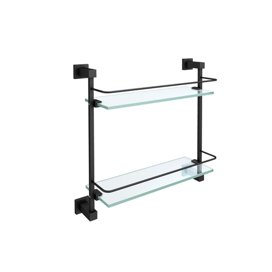  Matt Black Double Glass Shelf