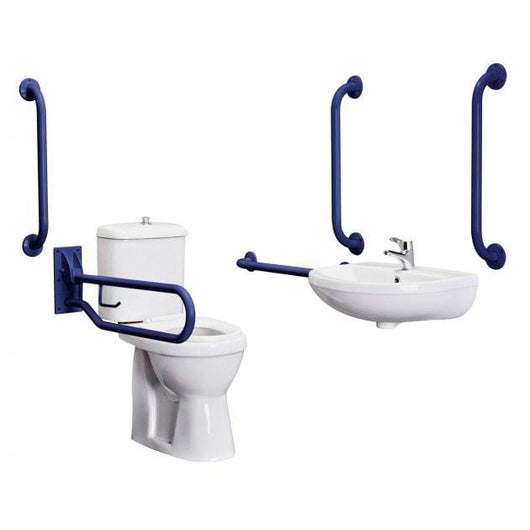  Nuie White Close Coupled Doc M Pack 5 x Grab Rails & Mixer Tap - welovecouk