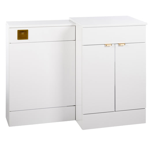  Nuie Eden 1000mm Countertop Vanity & WC Set - White with Brushed Brass Handles