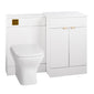 Nuie Eden 1000mm Countertop Vanity & WC Set - White with Brushed Brass Handles