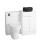 Nuie Eden 1000mm Countertop Vanity with Black Basin & WC Set - White with Brushed Brass Handles
