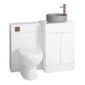 Nuie Eden 1000mm Countertop Vanity with Grey Basin & WC Set - White with Brushed Brass Handles