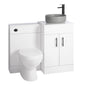 Nuie Eden 1000mm Countertop Vanity with Grey Basin & WC Set - White with Black Handles