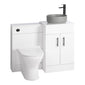 Nuie Eden 1000mm Countertop Vanity with Grey Basin & WC Set - White with Black Handles