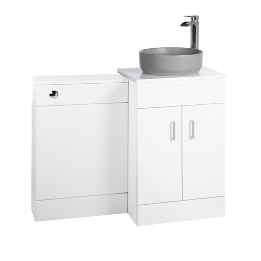  Nuie Eden 1000mm Countertop Vanity with Grey Basin & WC Set - White