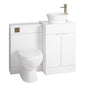 Nuie Eden 1000mm Countertop Vanity with White Basin & WC Set - White with Brushed Brass Handles