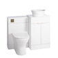 Nuie Eden 1000mm Countertop Vanity with White Basin & WC Set - White with Brushed Brass Handles