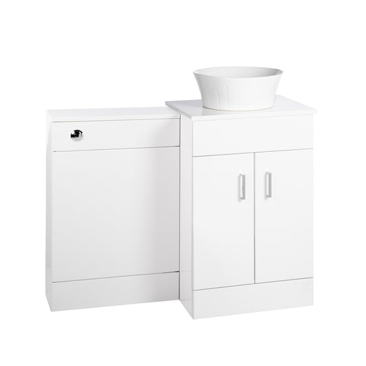  Nuie Eden 1000mm Countertop Vanity with White Basin & WC Set - White - welovecouk